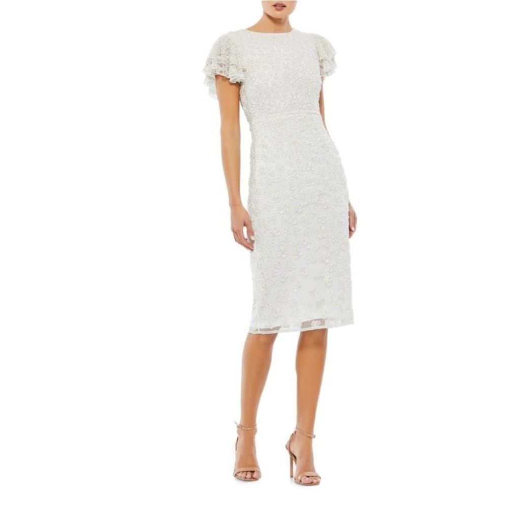 NEW Mac Duggal 10827 women’s embellished sheath knee length lined dress size 6